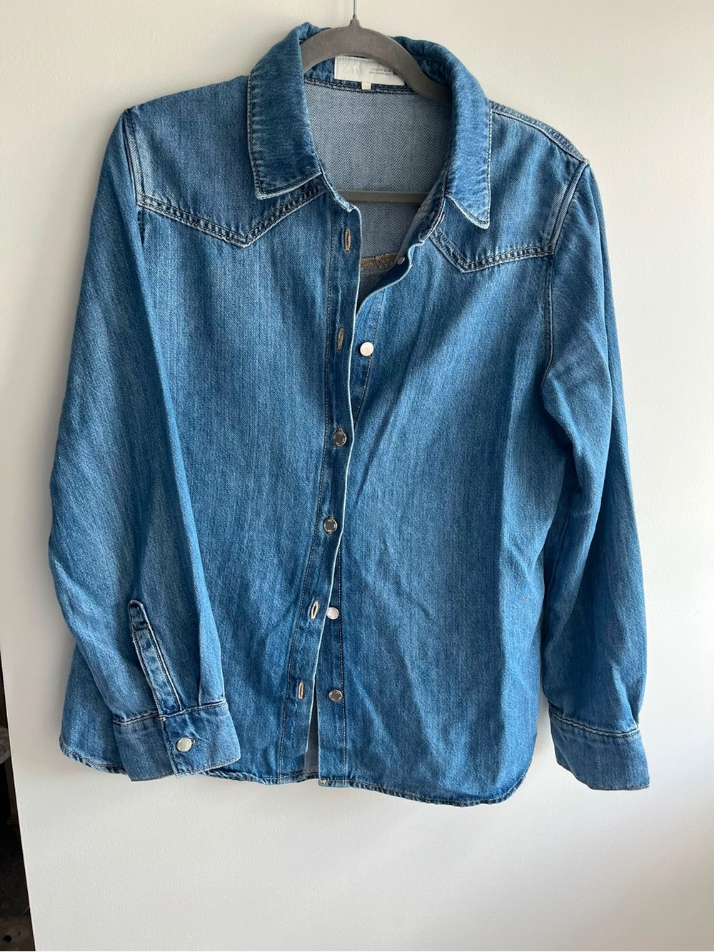 Zara Blue Denim Button-Up Shirt